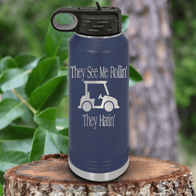 Navy golf water bottle They See Me Rollin