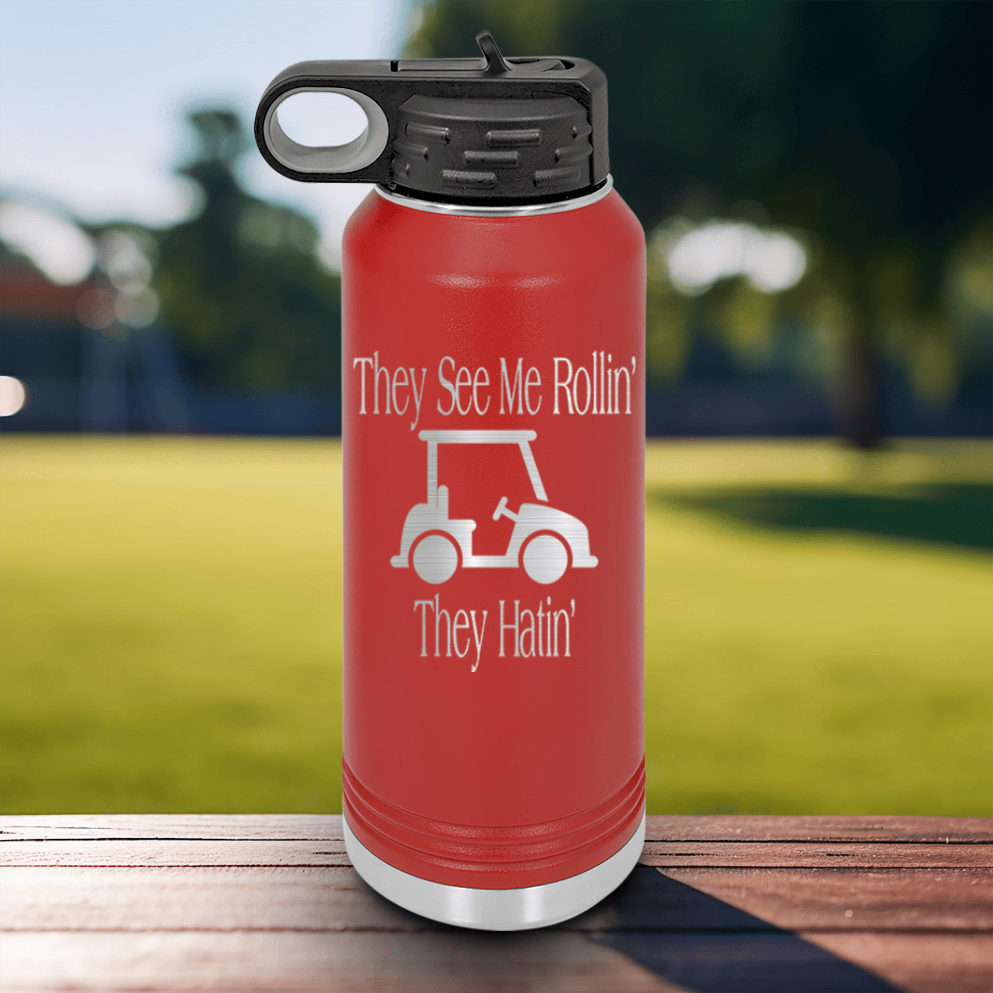 Black golf water bottle They See Me Rollin