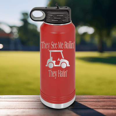 Red golf water bottle They See Me Rollin