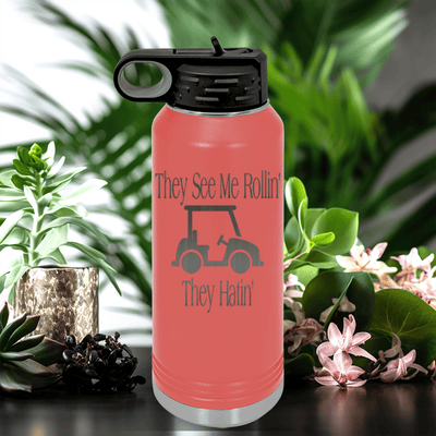 Salmon golf water bottle They See Me Rollin