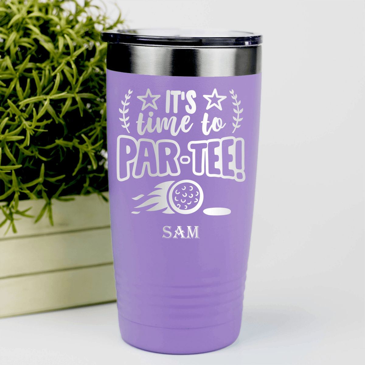 Light Purple Golf Tumbler With Time To Par Tee Design