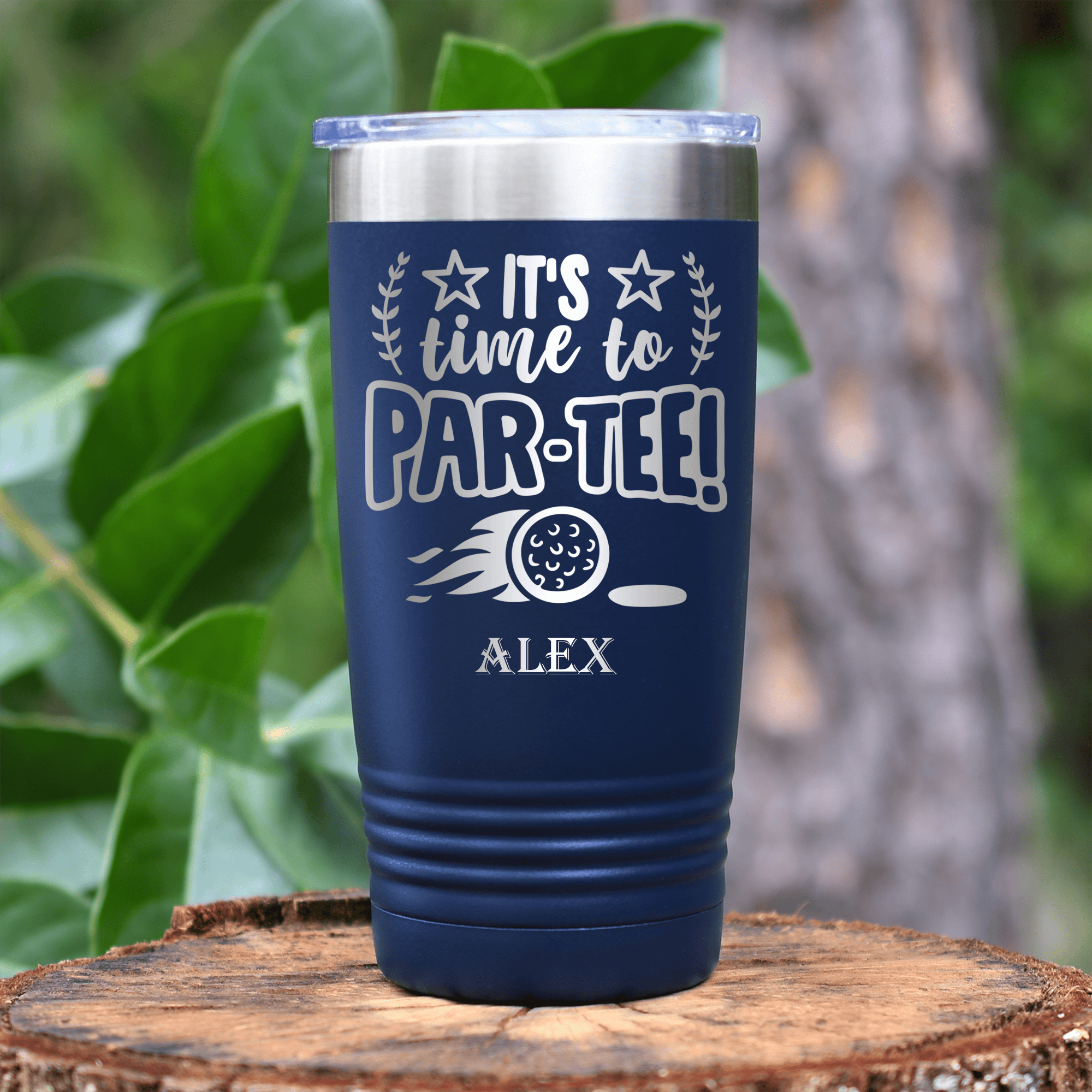 Navy Golf Tumbler With Time To Par Tee Design