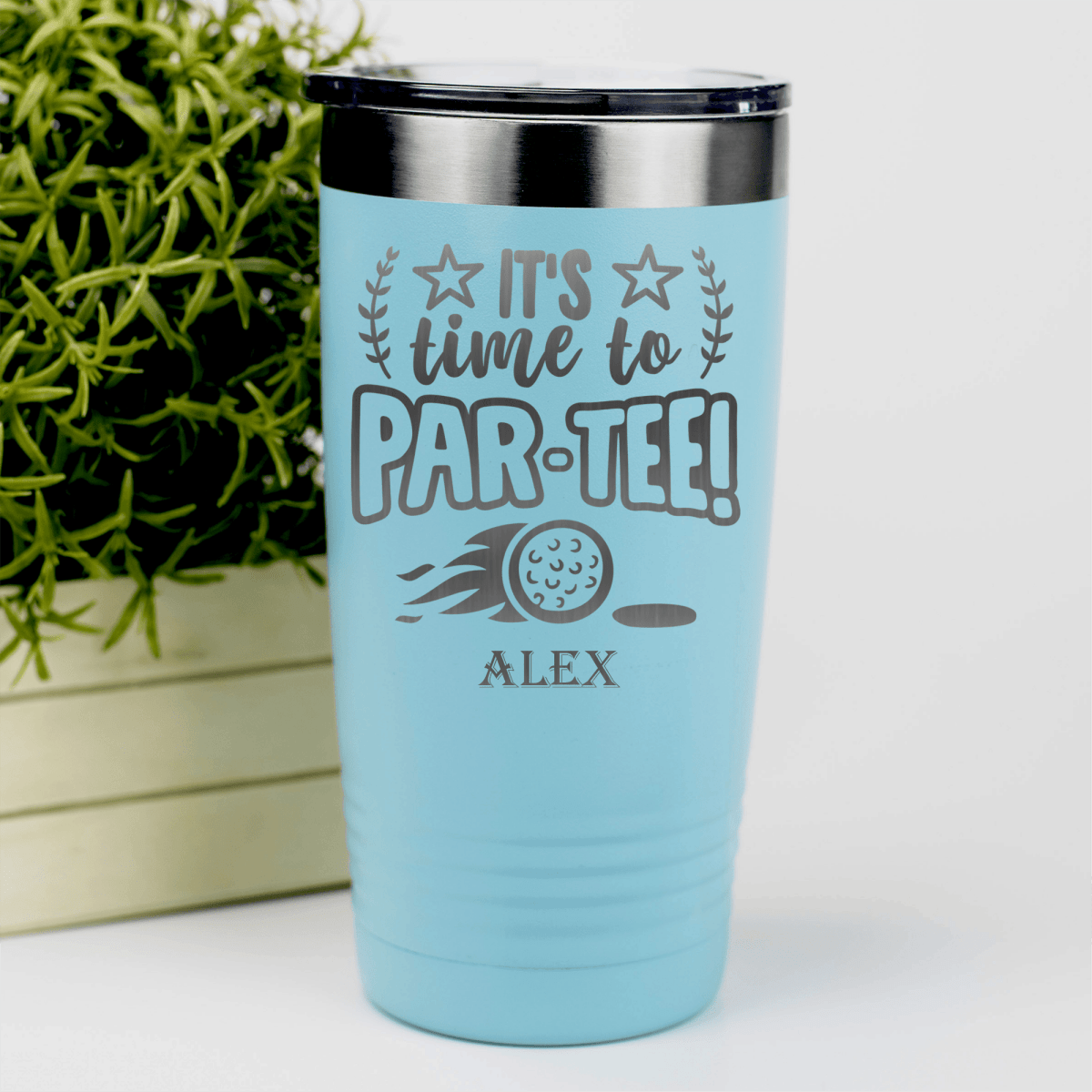 Teal Golf Tumbler With Time To Par Tee Design