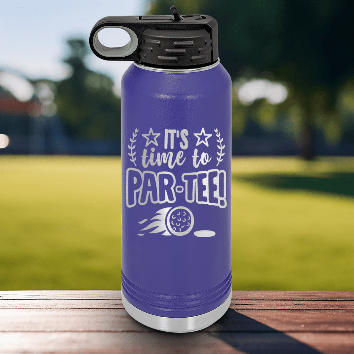 Purple golf water bottle Time To Par Tee