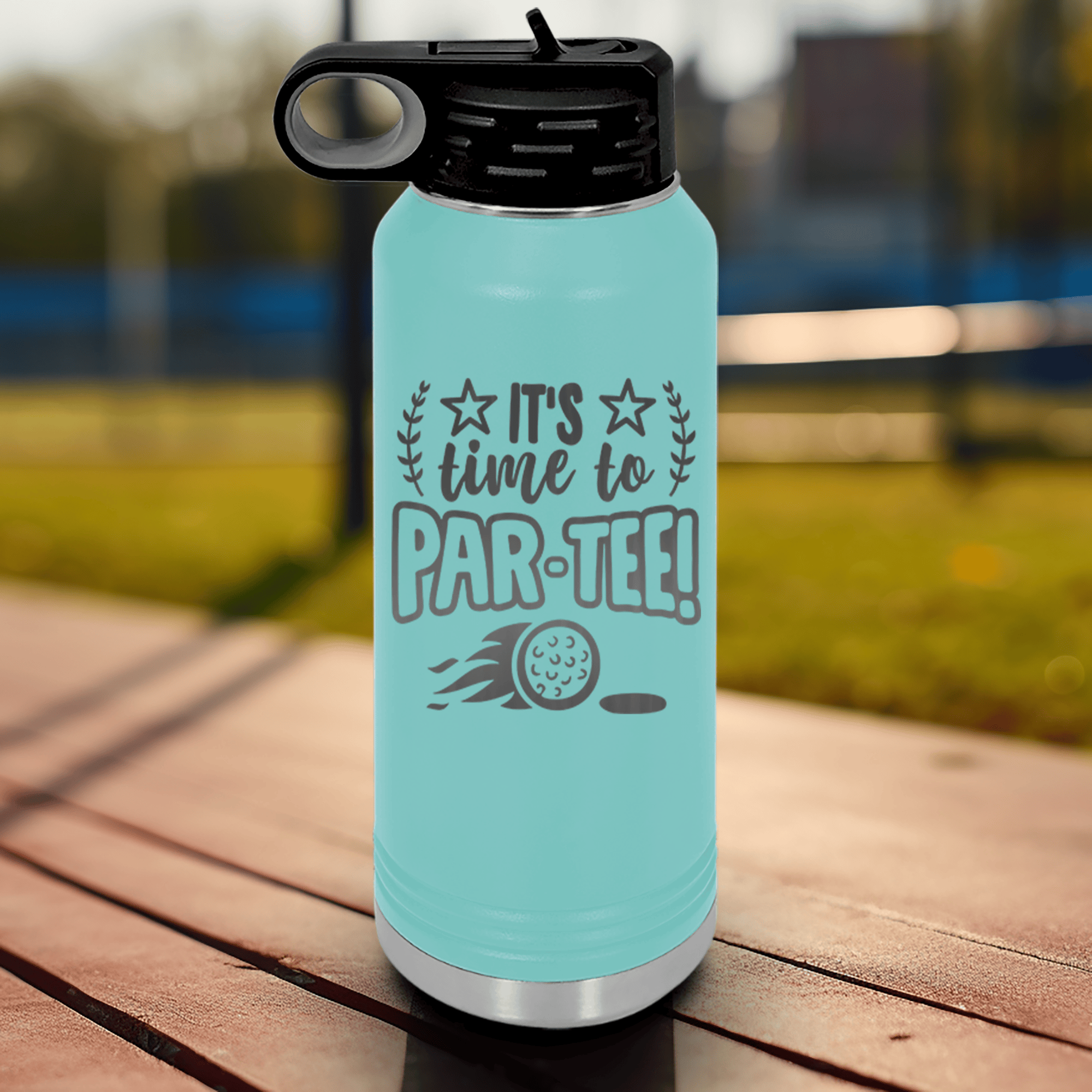 Teal golf water bottle Time To Par Tee
