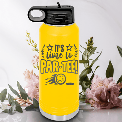Yellow golf water bottle Time To Par Tee