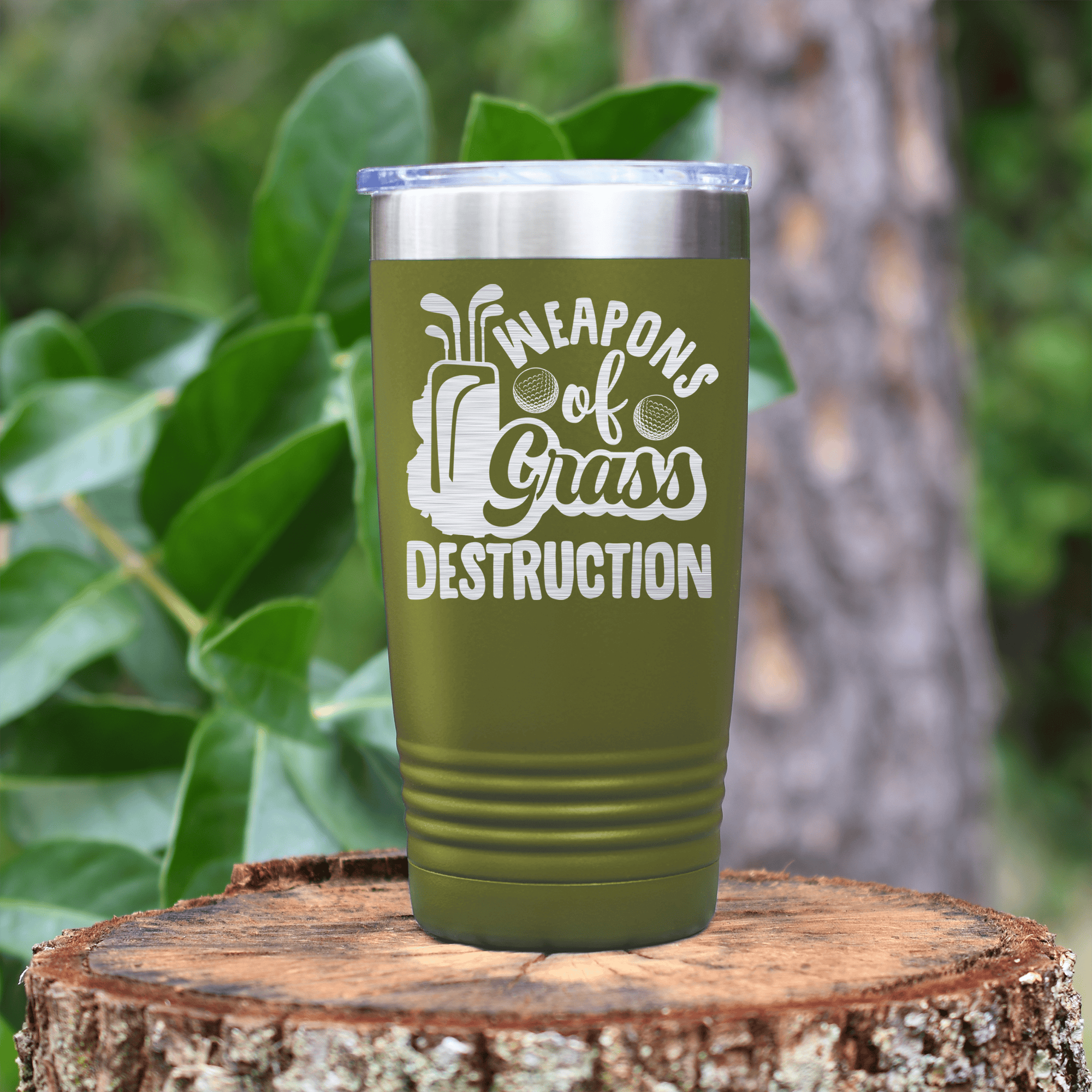 Military Green golf tumbler Weapons Of Grass Destruction
