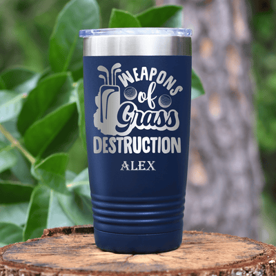 Navy Golf Tumbler With Weapons Of Grass Destruction Design