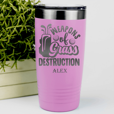 Pink Golf Tumbler With Weapons Of Grass Destruction Design