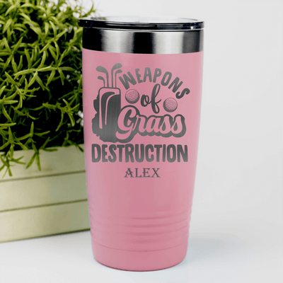 Salmon Golf Tumbler With Weapons Of Grass Destruction Design