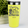 Yellow Golf Tumbler With Weapons Of Grass Destruction Design