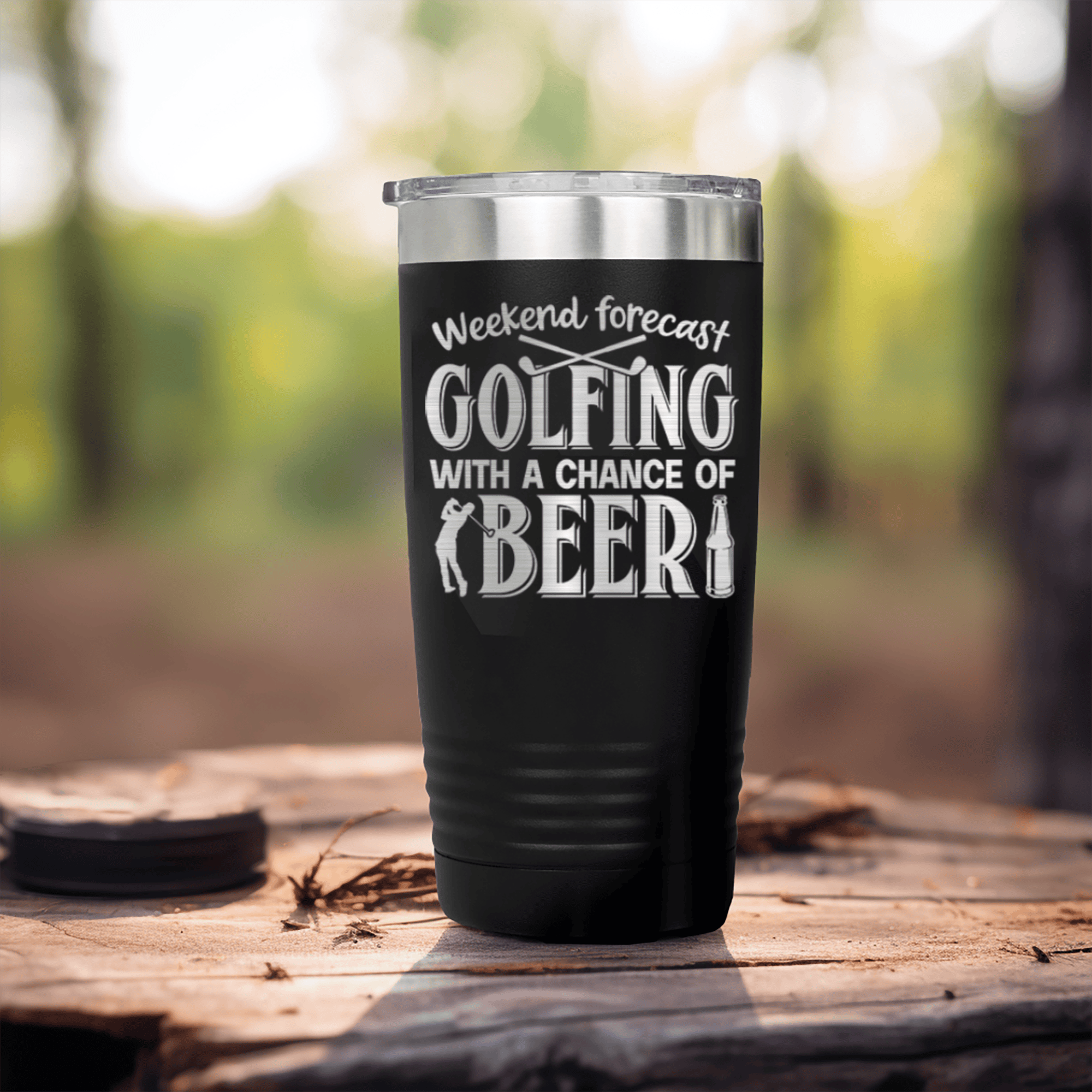 Black golf tumbler Weekend Forecast Golfing