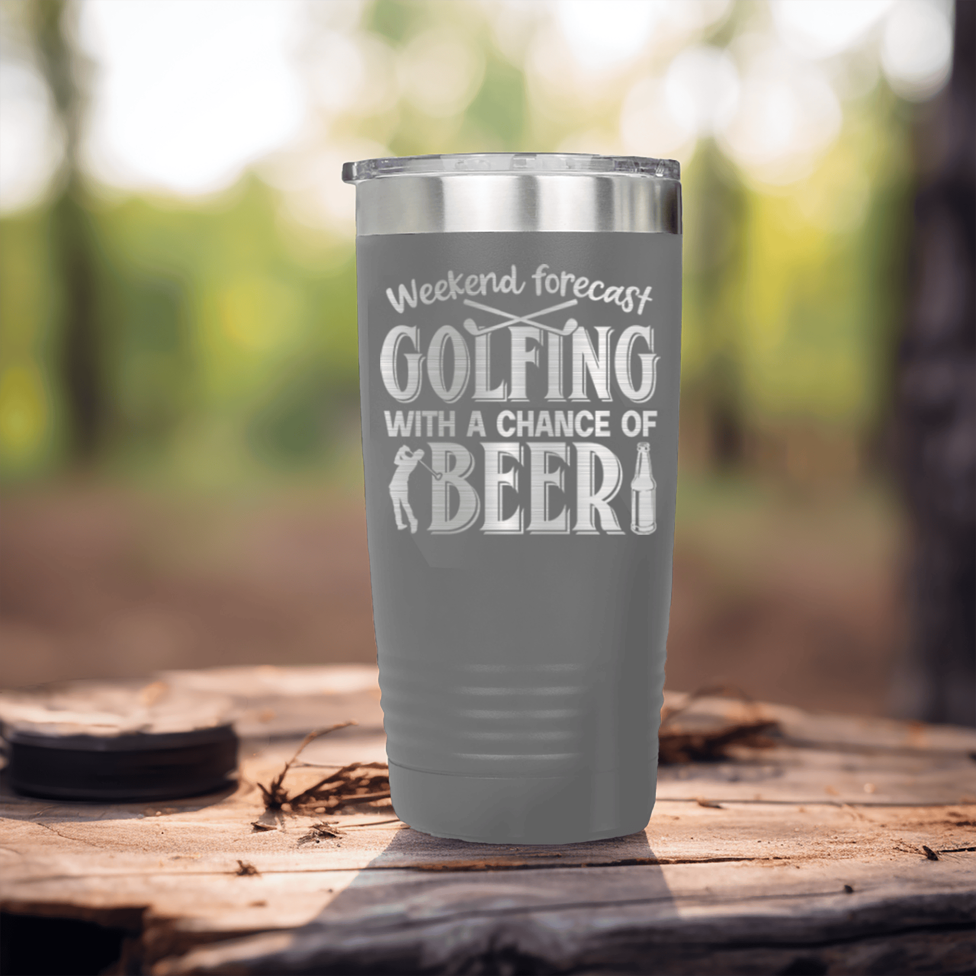 Grey golf tumbler Weekend Forecast Golfing