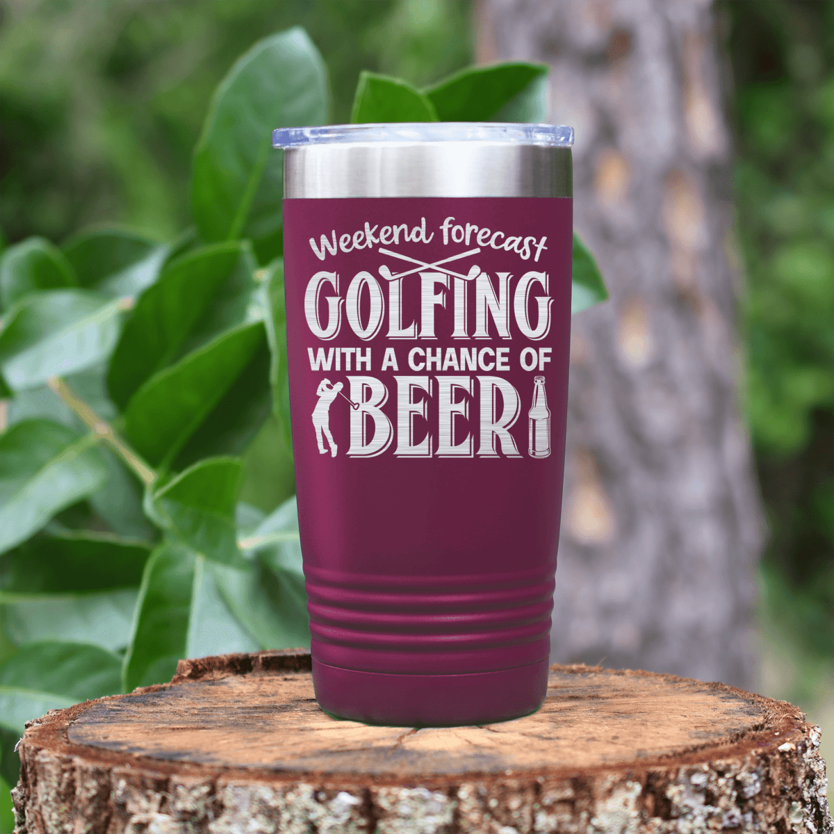 Maroon golf tumbler Weekend Forecast Golfing