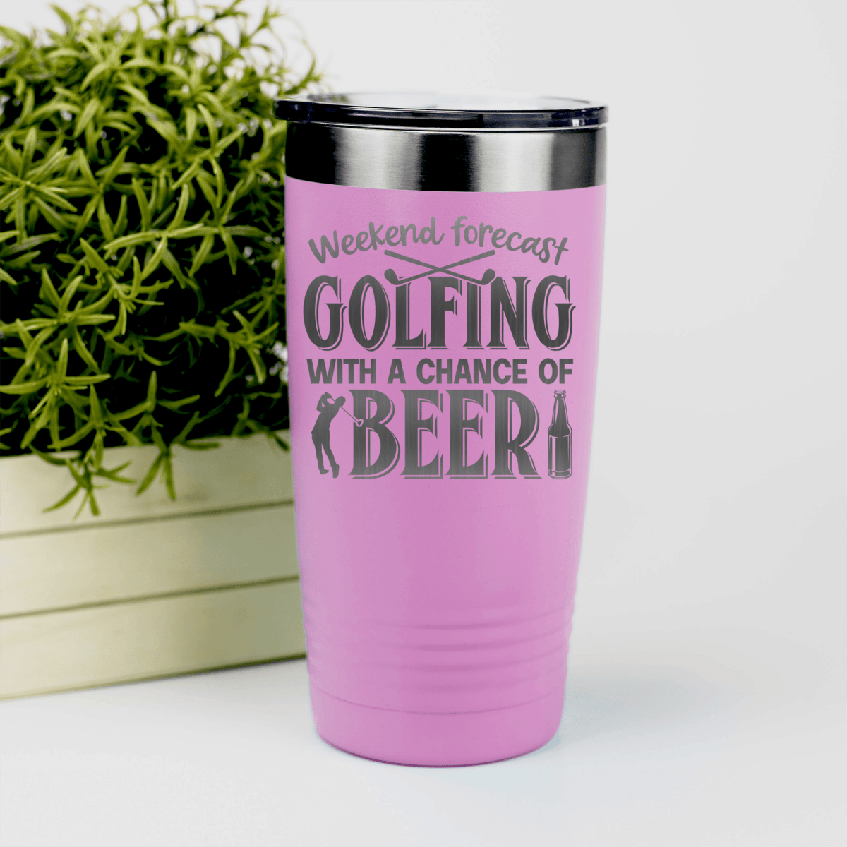 Pink golf tumbler Weekend Forecast Golfing