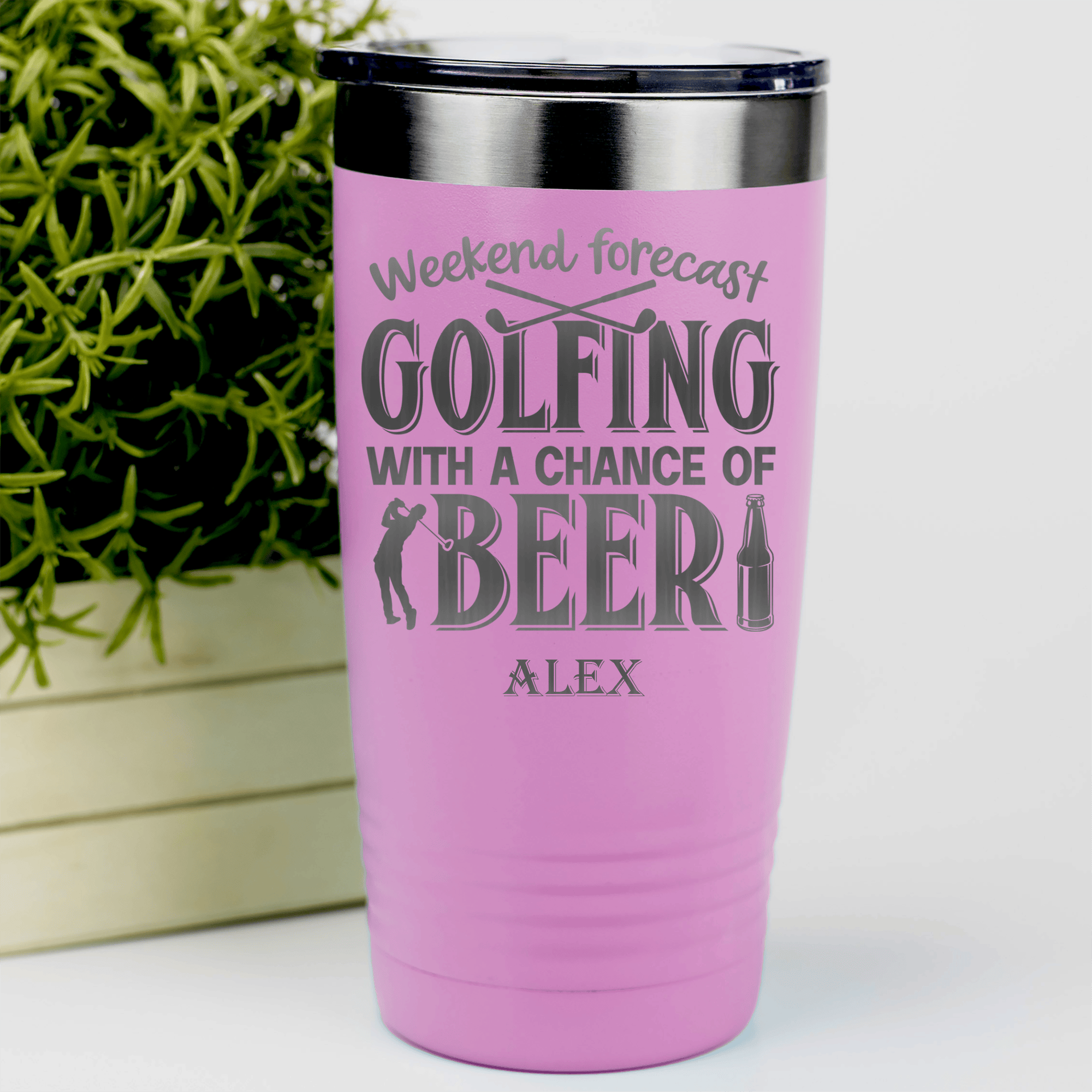 Pink Golf Tumbler With Weekend Forecast Golfing Design