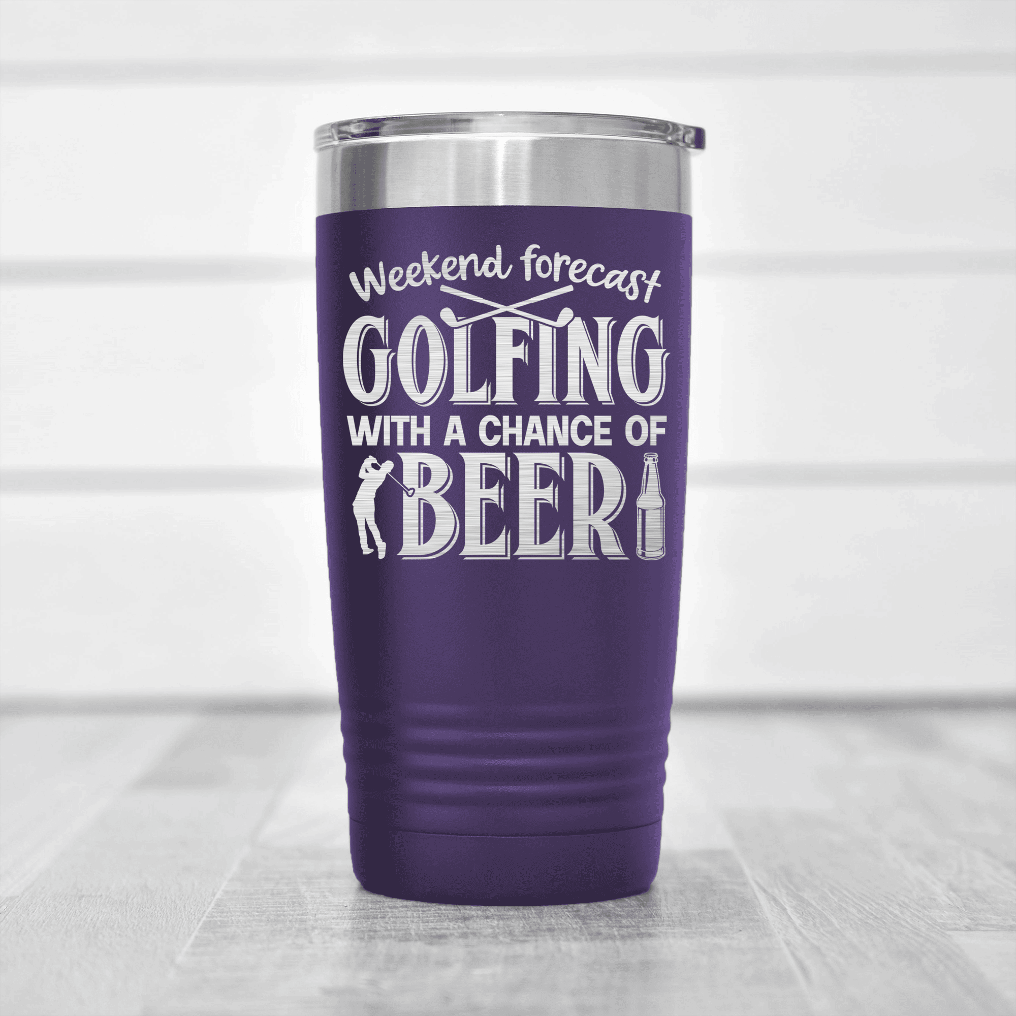 Purple golf tumbler Weekend Forecast Golfing