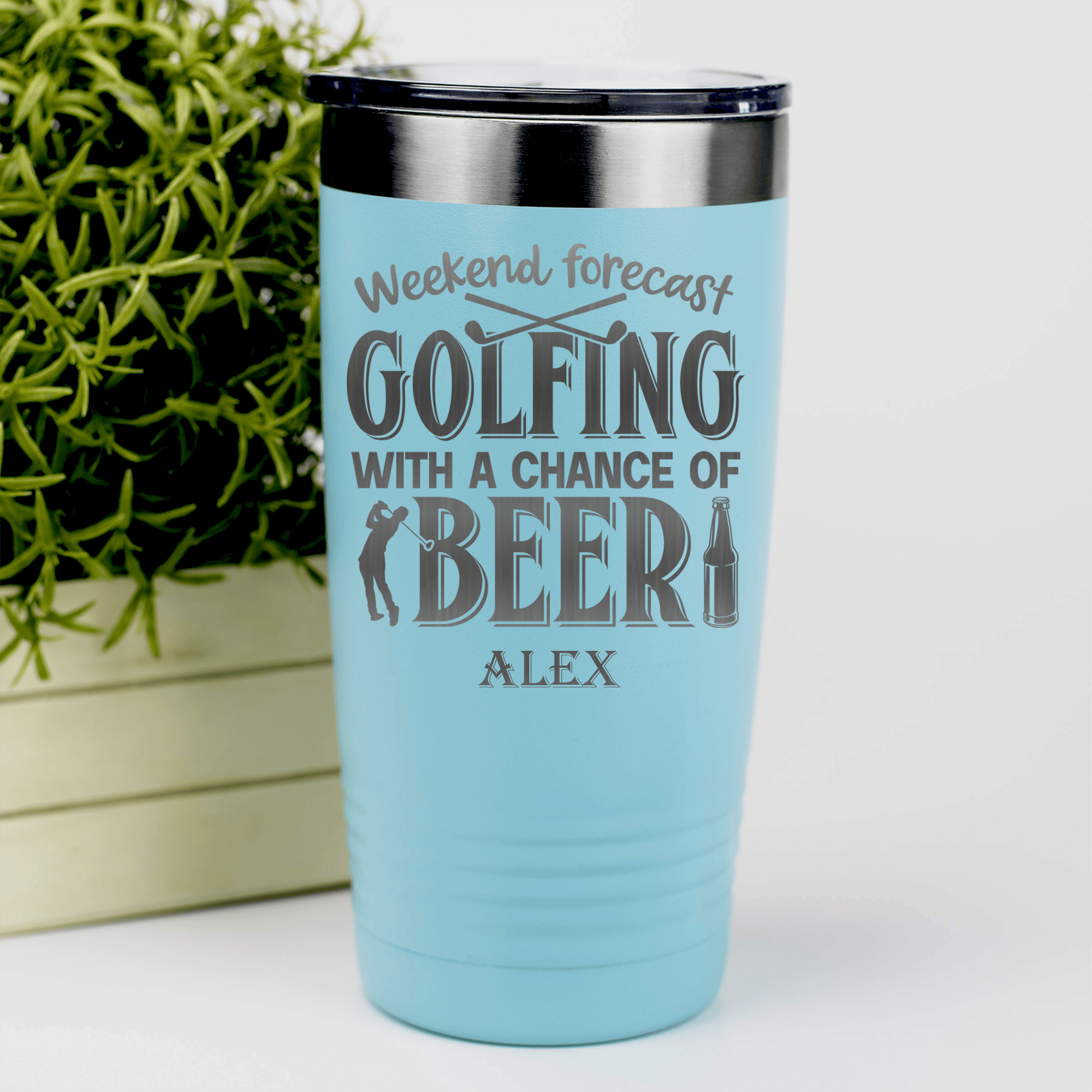 Teal Golf Tumbler With Weekend Forecast Golfing Design