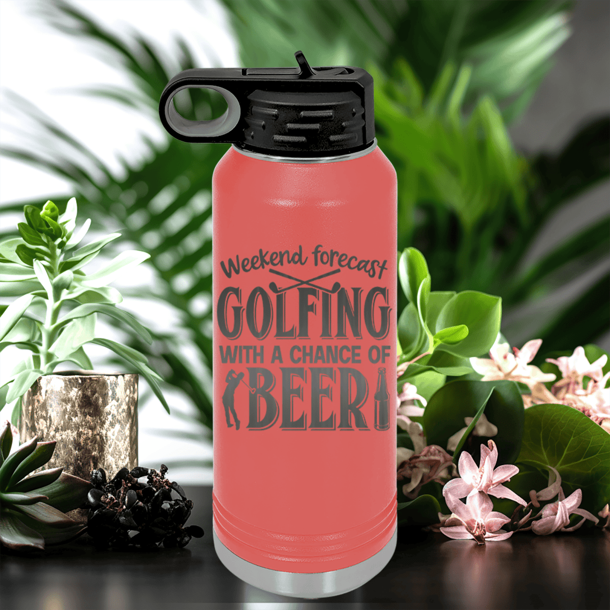 Salmon golf water bottle Weekend Forecast Golfing