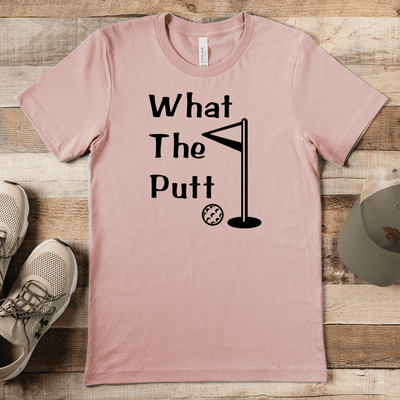 Heather Peach Mens T-Shirt With What The Putt Design