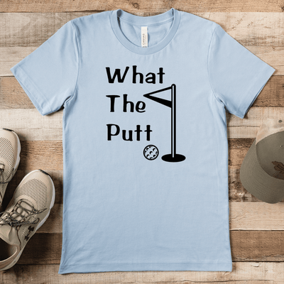 Light Blue Mens T-Shirt With What The Putt Design