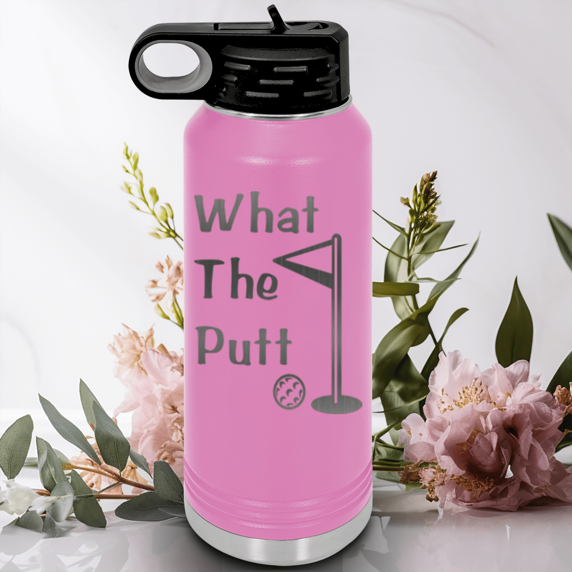 Light Purple golf water bottle What The Putt