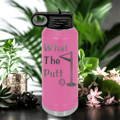 Pink golf water bottle What The Putt