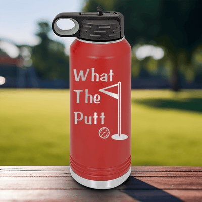 Red golf water bottle What The Putt