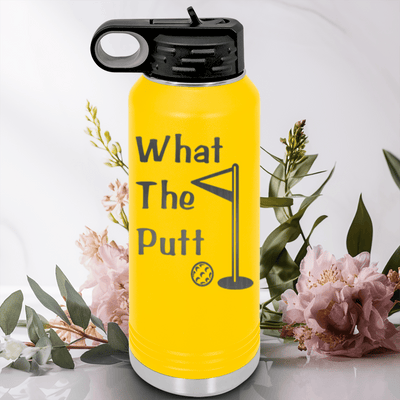 Yellow golf water bottle What The Putt