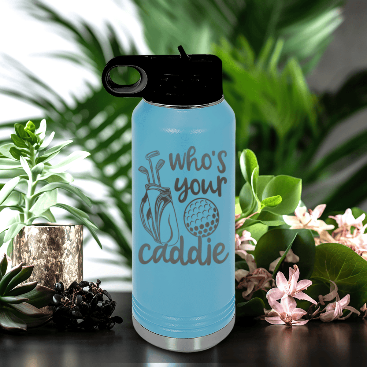 Light Blue golf water bottle Whos Your Caddie