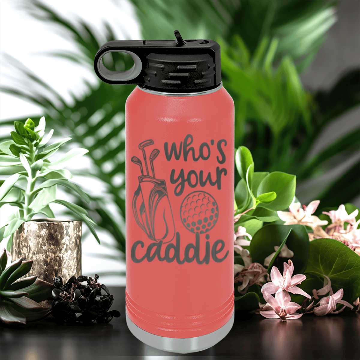 Salmon golf water bottle Whos Your Caddie