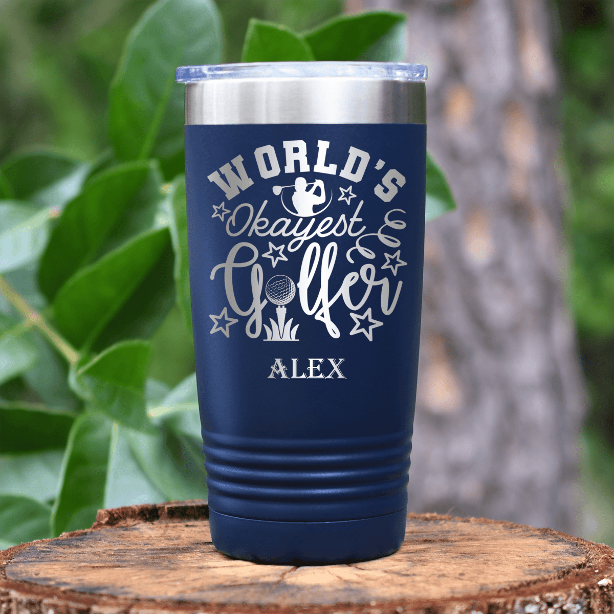 Navy Golf Tumbler With Worlds Kinda Good Gofler Design