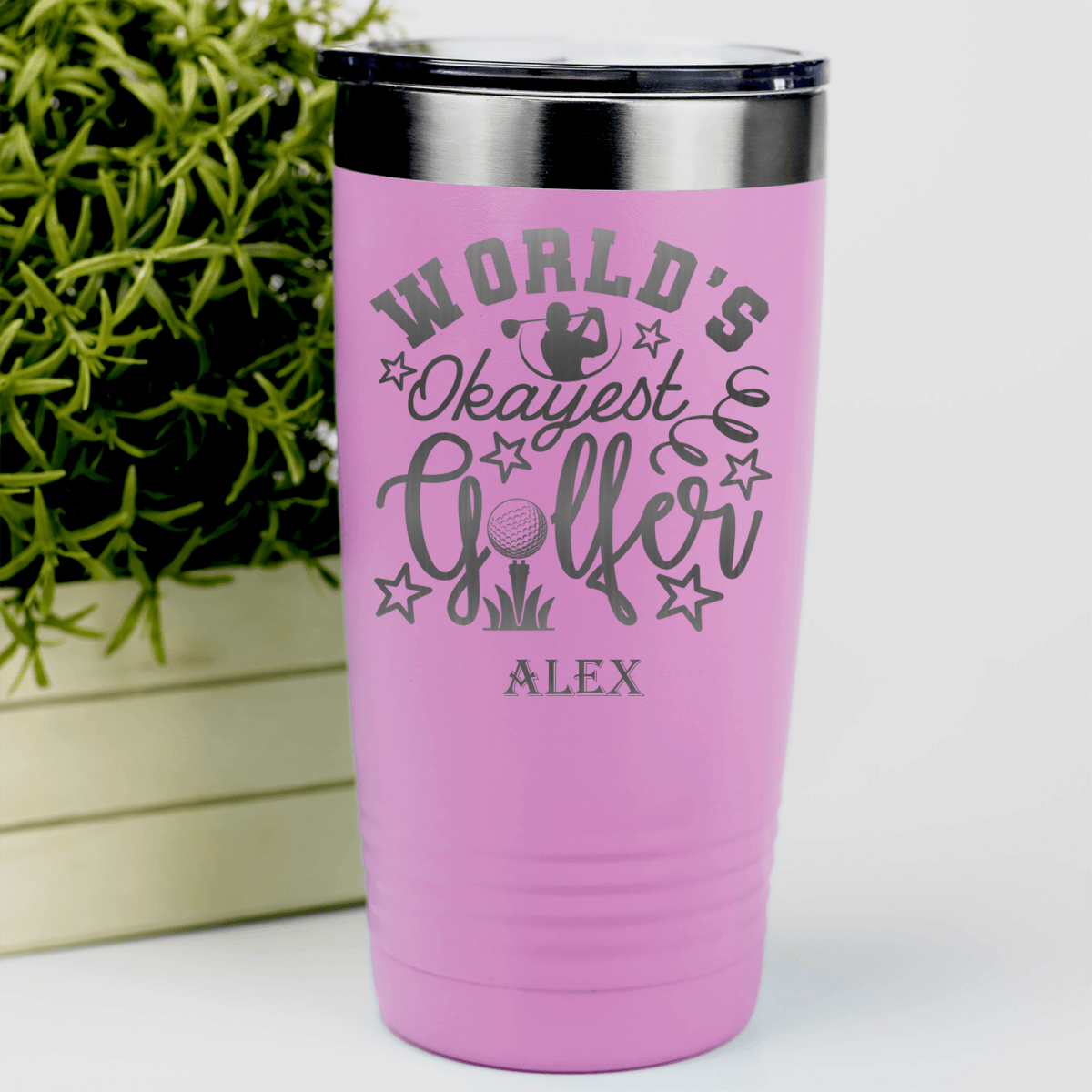 Pink Golf Tumbler With Worlds Kinda Good Gofler Design