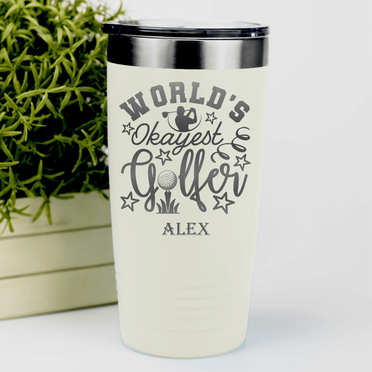 White Golf Tumbler With Worlds Kinda Good Gofler Design