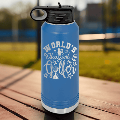 Blue golf water bottle Worlds Kinda Good Gofler