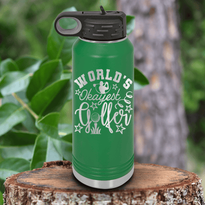 Green golf water bottle Worlds Kinda Good Gofler