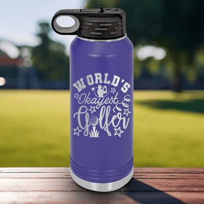 Purple golf water bottle Worlds Kinda Good Gofler