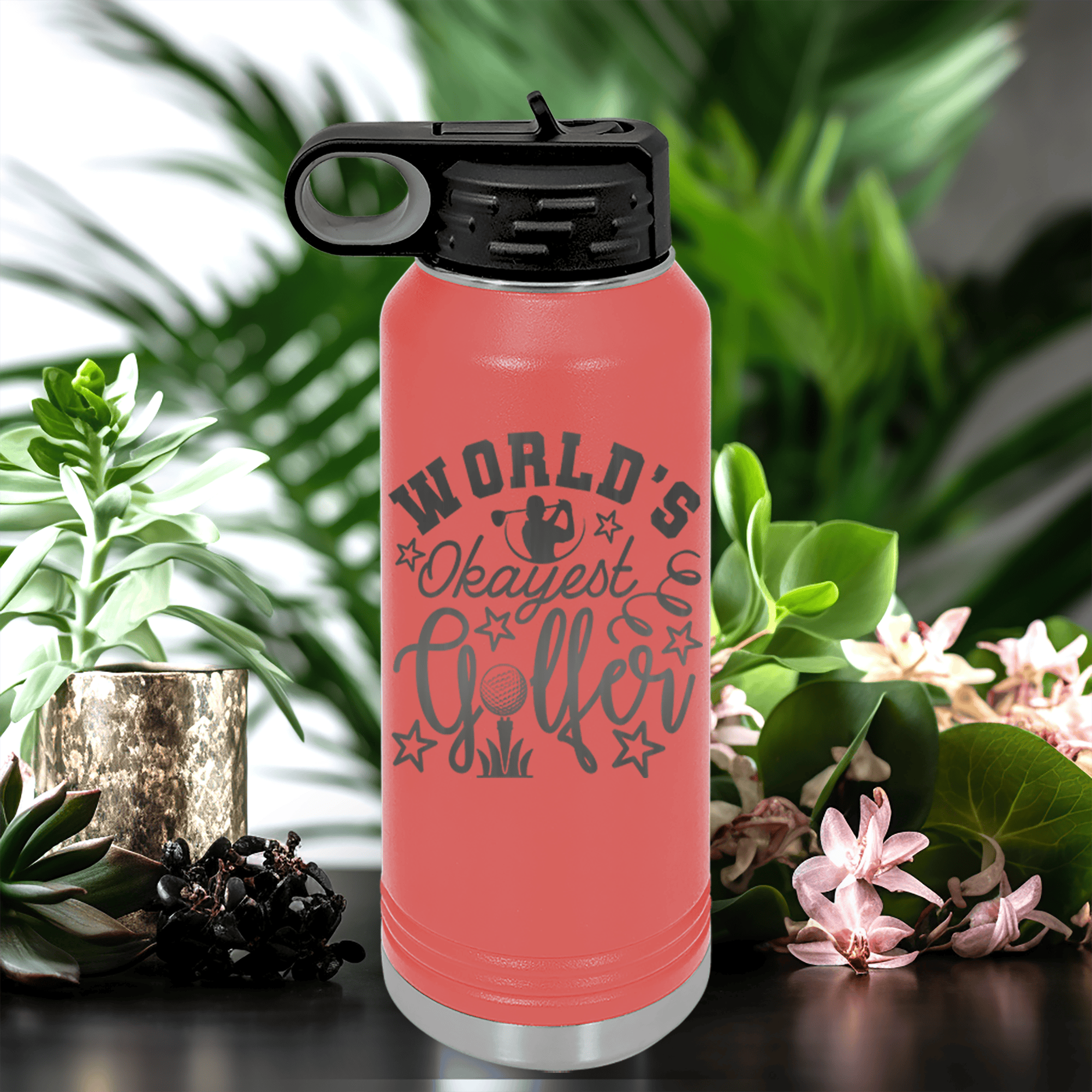 Salmon golf water bottle Worlds Kinda Good Gofler