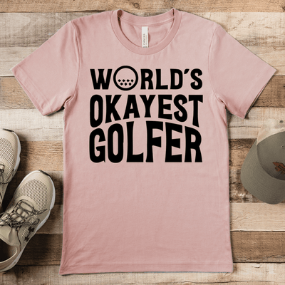 Heather Peach Mens T-Shirt With Worlds Okayest Golfer Design