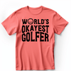 Light Red Mens T-Shirt With Worlds Okayest Golfer Design