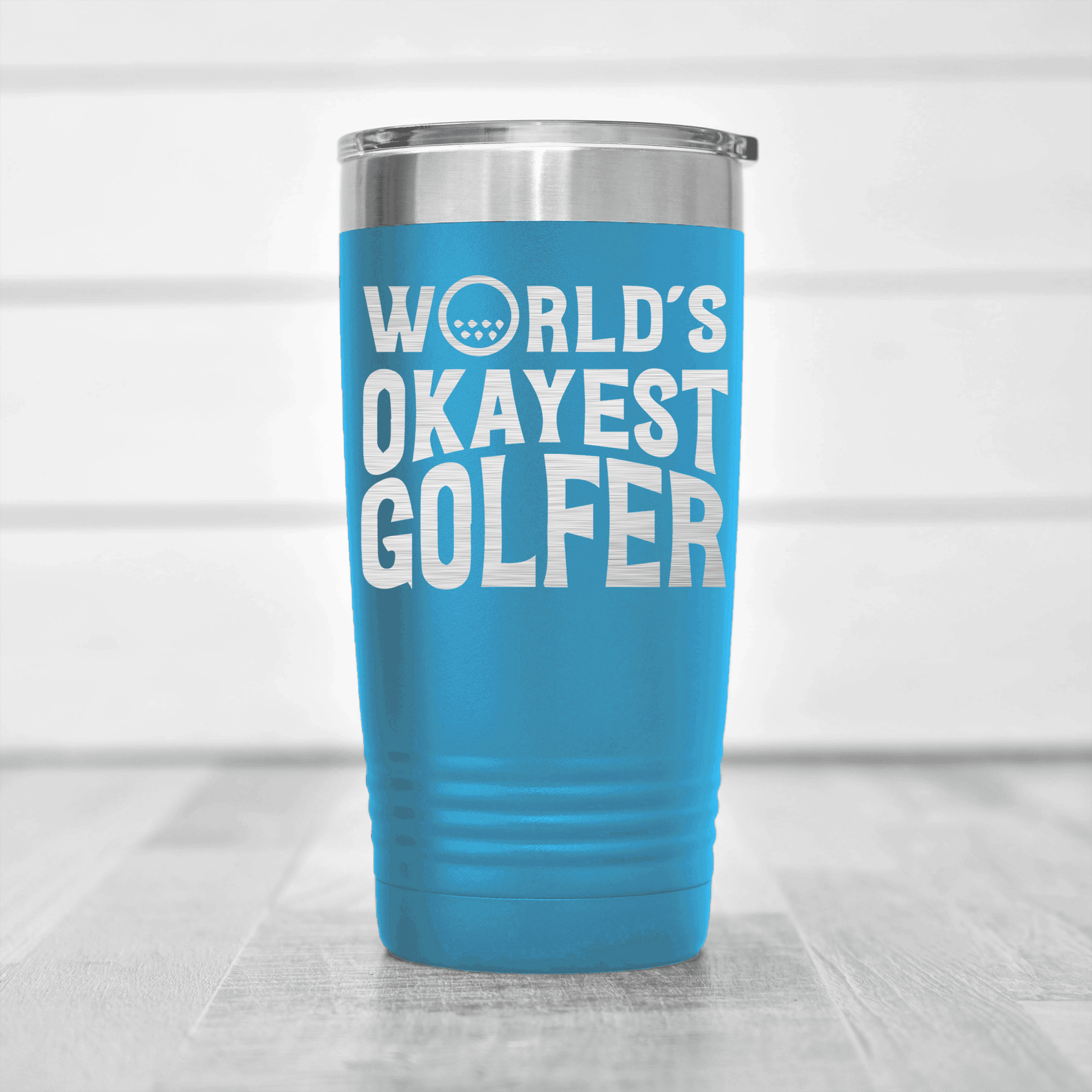 Light Blue golf tumbler Worlds Okayest Golfer