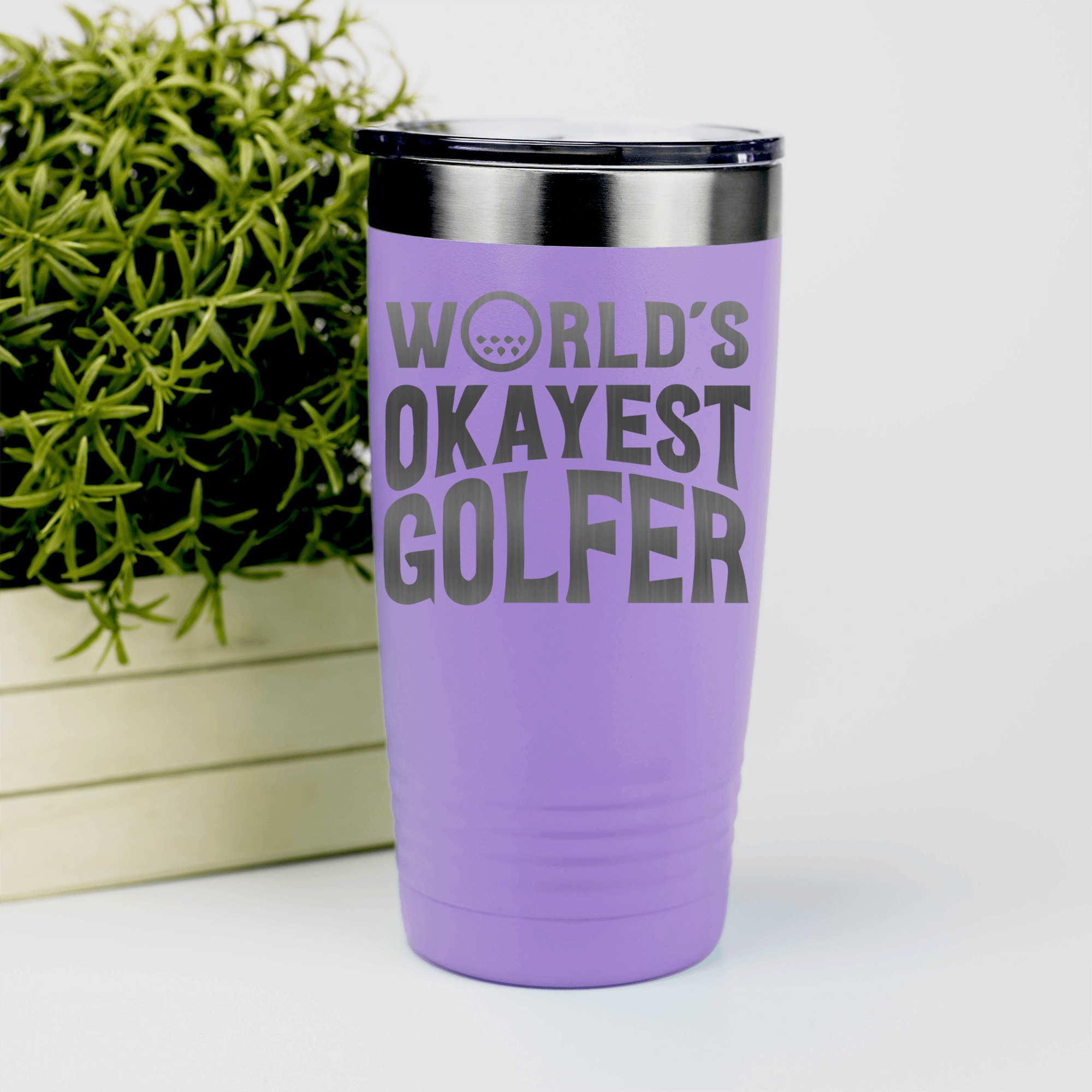 Light Purple golf tumbler Worlds Okayest Golfer