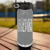 Grey golf water bottle Worlds Okayest Golfer