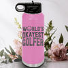 Light Purple golf water bottle Worlds Okayest Golfer