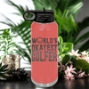 Salmon golf water bottle Worlds Okayest Golfer