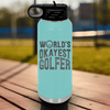 Teal golf water bottle Worlds Okayest Golfer