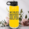 Yellow golf water bottle Worlds Okayest Golfer