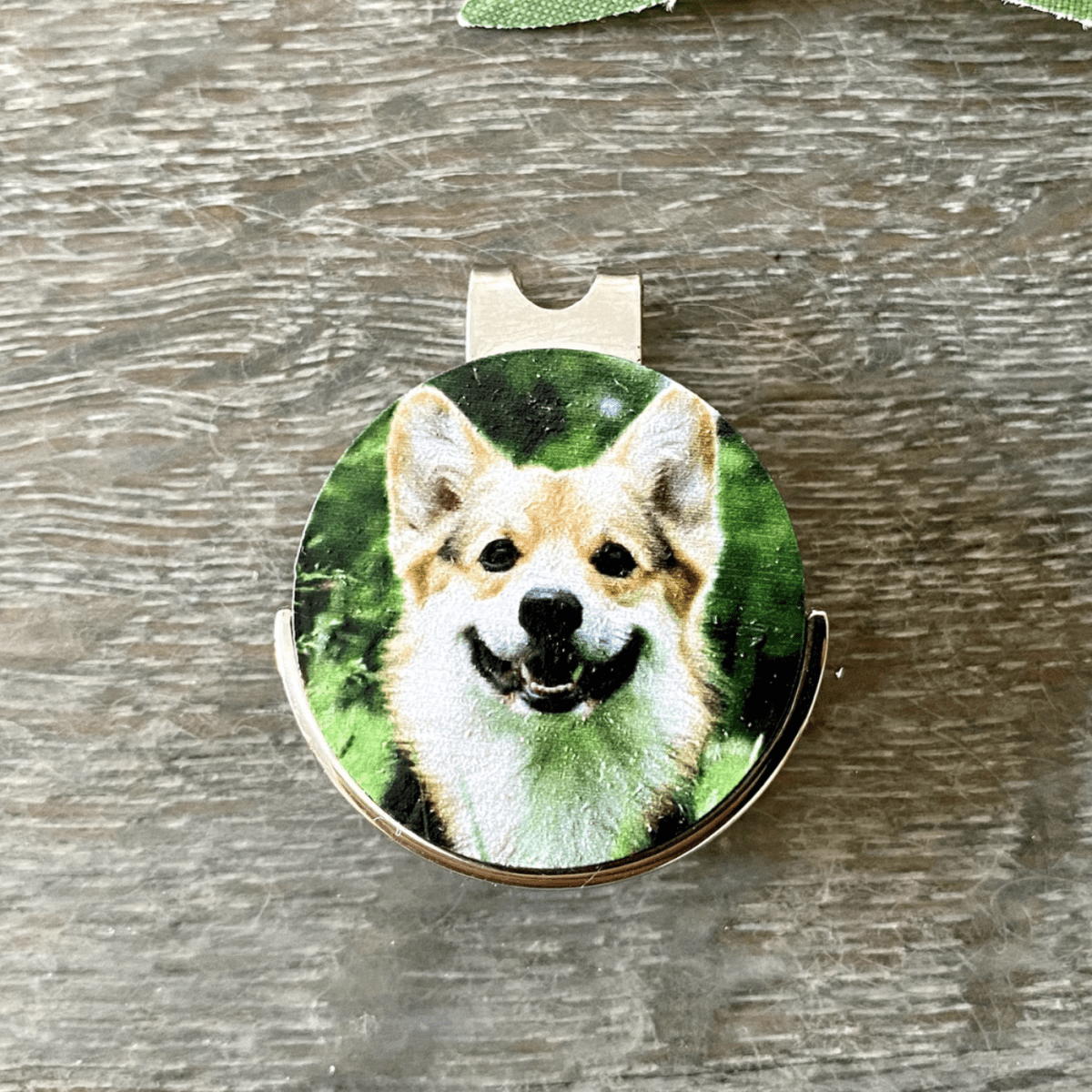Custom golf ball marker with personalized pet photo for unique golfing style